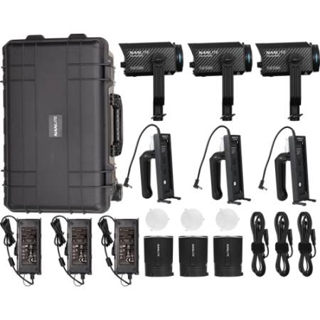 NanLite 12-2041 3KIT-BA-PT - zestaw, 3 lampy Forza 60C RGBLAC, 3 uchwyty na baterie, 3 modyfikatory światła, walizka na kółkach_2